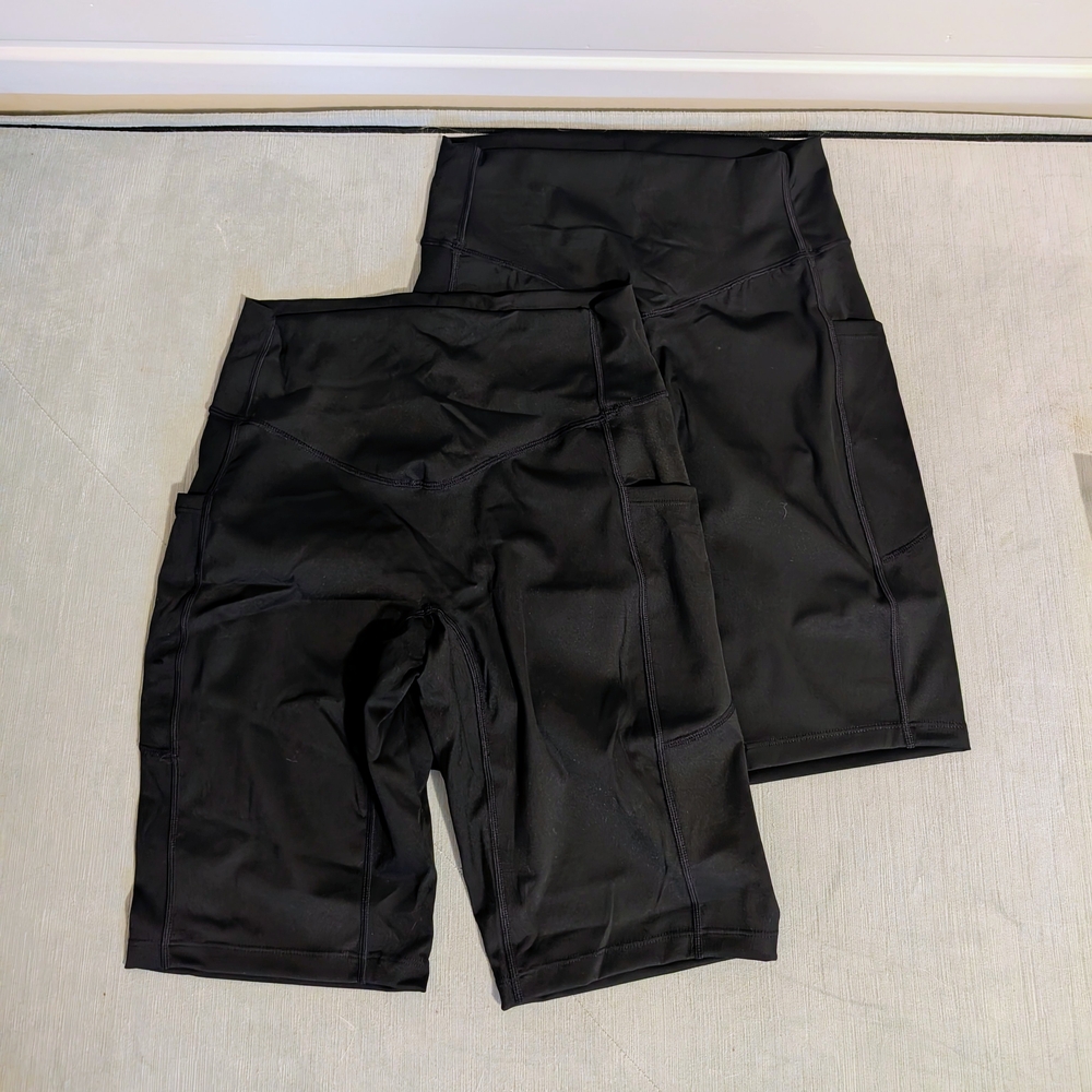 2 Pairs Women's Black High-Waisted Biker Shorts Size Small NWOT